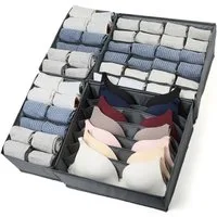 Ruhhy Organizer Unterwäsche-Organizer Aufbewahrungsboxen (Spar-Set, 4 St., einfach einzurichten), übersichtliche Aufbewahrung von Socken, BHs, Slips