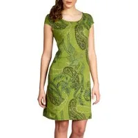 Caspar Sommerkleid SKL022 Damen Sommer Leinenkleid mit Paisley Print bis Größe 50 Luftig leicht, figurumspielende Form, mit seitlichem Jersey-Einsatz