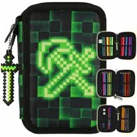Festivalartikel Federtasche Minecraft Schulmäppchen dreifach mit Zubehör für Jungen