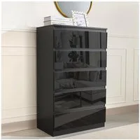 HTI-Living Sideboard Sideboard Kenji 5 Schubladen Hochglanz Schwarz (Stück, 1 St., 1 Sideboard), Kommode