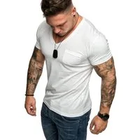 Amaci&Sons T-Shirt PATERSON Basic Oversize T-Shirt mit V-Ausschnitt Herren Vintage Basic Shirt mit V-Ausschnitt und Brusttasche