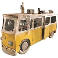 More2Home Bartisch Bartresen BUS, Metall gelb-weiß / Mangoholz, mit Bareinteilung