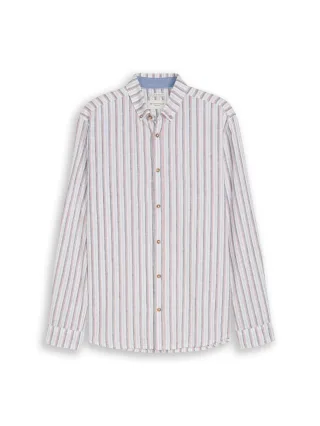 Tom Tailor - Regular Fit Hemd mit Leinenanteil white multicolor stripe - Gr. - XXL