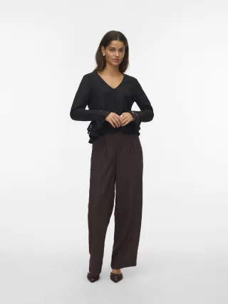 VERO MODA - VMPINJA LACE LS TOP WVN GA black - Gr. - M