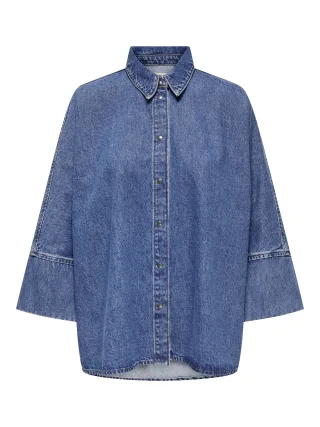 ONLY - ONLGRACE 3/4 DNM SHIRT CRO NOOS Medium Blue Denim - Gr. - XS
