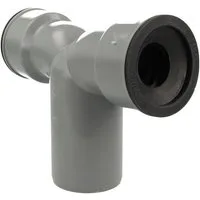 tecuro Ablaufrohr HT Doppel Siphonwinkel Siphonbogen 90°, inkl. Siphon-Gummi, Ø 32/50/32, inkl. Siphon-Gummi Ø 32 mm