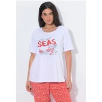 Ulla Popken T-Shirt T-Shirt Schriftmotiv Classic Rundhals Halbarm
