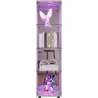 FUROKOY Glasvitrine Standvitrine, Modern Glas Vitrinenschrank mit Beleuchtung (4 Lagen Glasvitrine mit 1 Glastür, Sammlervitrine, 1-St., für Sammlerstücke Bücher Wein)