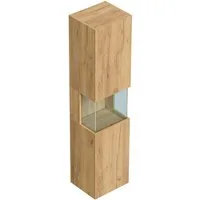 Lomadox Hochschrank LIVIGNO-02 150cm hoch, wandhängend, mit Glaselement, Eiche