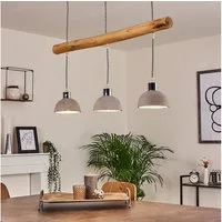 hofstein Pendelleuchte »Oliero« Hängelampe aus Holz/Beton in Braun/Betonfarben, ohne Leuchtmittel, 3xE27, Höhe max. 170cm