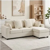 HOMCOM Ecksofa breite Sitzfläche Couch, Couch 1 Teile, 18 cm dicke Kissen, reversible Chaiselongue, robust bis 400 kg