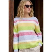 Zaubermond Strickpullover Baumwoll-Strickpullover meliert Blockstreifen, modern Sommerfarben