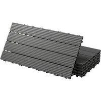 ECD Germany Terrassendielen WPC Bodenplatte Terrassenfliesen Fliesen mit Drainage und Klicksystem, BxL: je 30x60 cm, 22 mm Stärke, Bodenbelag 2m²/12 Stück Anthrazit rutschfest Balkonfliesen
