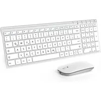 Seenda Tastatur Maus Set Kabellos Wiederaufladbare kleine Funktastatur Tastatur- und Maus-Set, (Leises Klicken & QWERTZ Layout), Metall Tastatur für PC/Laptop/Smart TV