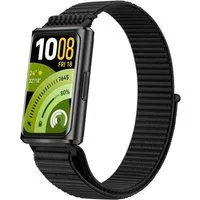 Wigento Smartwatch-Armband Nylon für Huawei Band 11 / 11 Pro Klettverschluss Ersatz Band Schwarz, Verstellbar, Klettverschluss