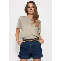 SASSYCLASSY T-Shirt Shirt mit Wellenkante für Damen Schlichtes T-Shirt mit Rundhalsausschnitt in fließendem Material