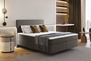 Boxspringbett Schlafzimmerbett ROCIO Nr.5 Delux 200x200cm in Stoff Braun