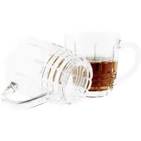 Almina Teeglas 6er-Gläser Set mit Henkel Teeglas Kaffeeglas Transparent mit Design, 6-tlg.