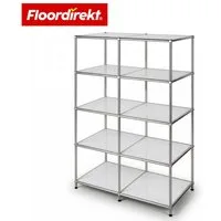 Floordirekt Bücherregal Standregal Concept Epure MK-015 Raumteiler, verchromtes Metallgestell, höhenverstellbare Kunststofffüße, 5 Ablagen, B78×T40×H118 cm