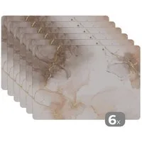 MuchoWow Platzset Marmor - Braun - Gold, (6-St), Platzsets, Tischset, Abwaschbar, Tischsets, Platzdeckchen