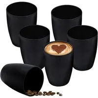 Spetebo Tasse Kaffeebecher in schwarz matt - 6er Set, 6-tlg., Porzellan, Kaffee und Tee Tassen für ca. 340 ml
