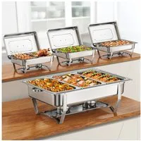 Warmounts Speisenwärmer, (4-tlg., Edelstahl 7,57L), Chafing Dish, 2x GN Vollformat + 1x GN 1/2 + 1x GN 1/3 Behälter