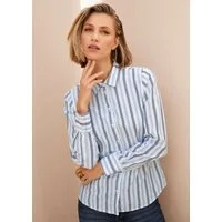 MADELEINE Hemdbluse Modische Bluse mit Streifenmuster Gestreiftes Design mit Hemdkragen und durchgehender Knopfleiste