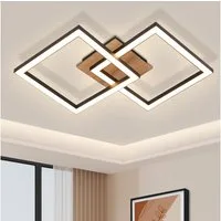 ZMH LED Deckenleuchte Wohnzimmer Modern 2 Flammig 24W Deckenlampe Küche - Warmweiß, Augenschutz, LED fest integriert, 3000k, Holzoptik, gekreuzte Rahmen, ein Element schwenkbar