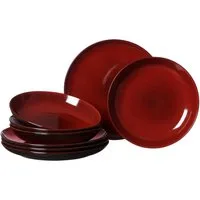 Ritzenhoff & Breker Tafelservice Teller Set, Geschirr-Set Gambia (8-tlg), 4 Personen, Steinzeug, Reaktivglasur, jedes Stück ein Unikat, 8 Teile, für 4 Personen