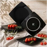 KONSIMO® Teller-Set EPIRI Geschirrset Speiseteller 6 Personen, hergestellt in der EU (6-tlg), 6 Personen, Keramik, quadratisch, Spulmachinen- und Mikrowellengeeignet
