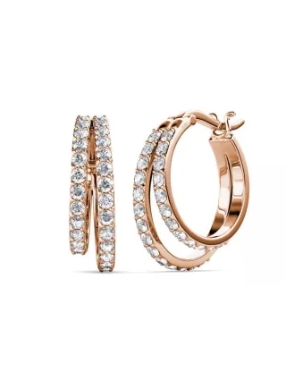 Duo-Ring-Ohrringe - Roségold und Kristall