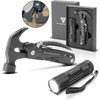 STAHLWERK Multitool 2 Tools Taschenmesser Multifunktionswerkzeug Taschenlampe, (Packung, 1 St., Set), aus rostfreiem, gehärtetem Edelstahl gefertigt