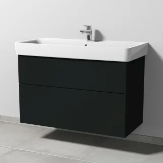 Sanipa 3way Waschtischunterbau zu Geberit Renova Plan Waschtisch mit 2 Auszügen, Vulkan-Matt SP8811V