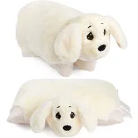BRUBAKER Kuscheltier Kuscheltierkissen Hund - 2 in 1 Plüschtier und Kuschelkissen (40 x 30 cm, 1-St., Tierkissen Hundekissen Stofftier), Kuschelhund - aufklappbares Kinder Plüschkissen mit Klettverschluss