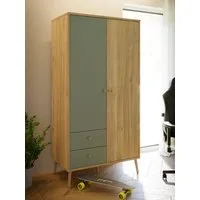 FORTE Kleiderschrank (B/H/T ca. 94,5x185,6x52,2 cm) Salbei, Drehtürenschrank, Stauraum