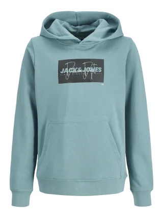 JACK&JONES - JJCOLE PRINT SWEAT HOOD JNR Mineral Blue - Gr. - 164