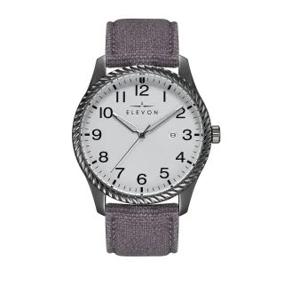 Montre Elevon Crosswind avec bracelet en cuir recouvert de toile et date
