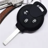 mt-key Schlüsseltasche Autoschlüssel Softcase Silikon Schutzhülle Schwarz, Smart 451 Fortwo Cabrio Coupe 3 Tasten Funk Fernbedienung