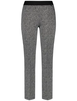 GERRY WEBER Edition - Modische Schlupfhose Slim Fit mit Dehnbund schwarz/ecru/weiss gemustert - Gr. - 42R