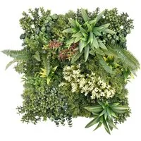 Kunstblume Pflanzenwand Blossom, Ideal für Büros, Restaurants und Gärten, Kubus, In drei Designs mit variierenden Pflanzen- und Blütenanordnungen