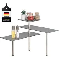 bremermann Küchenregal Glas-Eckregal, Küchenregal, aus Glas und rostfreiem Edelstahl