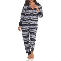 Normann Pyjama Damen Jumpsuit Overall Schlafanzug Norweger-Look, Overall mit Kapuze