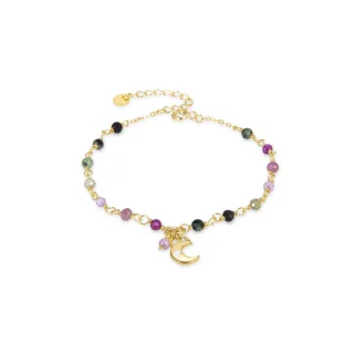 Luxenter 925 Sterling Silber Armband mit Multicolor Kristall in 18K Gelbgold - Duk