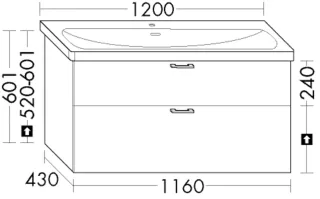 Burgbad Waschtischunterschrank System 30 Preisgruppe 1 Aqua 601x1160x430 Nussbaum Dekor Smartline WZFB116F6330