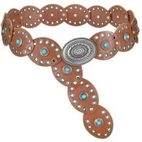 Agger Ledergürtel Damen-Western-Gürtel, breiter Dischgürtel mit Türkis Boho-Concho-Ledergürtel für Kleider, Cowgirl- und Country-Stil