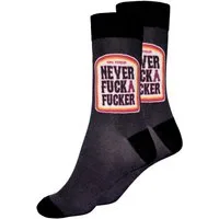 KingKerosin Socken Never F*ck a F*cker mit Statement Motiv