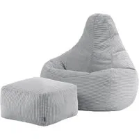 icon Sitzsack Sessel mit Rückenlehne aus Cord „Dalton“ mit Hocker (Spar-Set, 1 x Sitzsack, 1 x Fußhocker), Sitzsack XXL, Gaming Sitzsack, Made in Germany, Erwachsene & Kinder