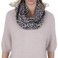 MIRROSI Loop Damen Schal aus Musellin, Made in Italy 70x20cm, Leo, Schlauchschal, (Zweimal um den Hals wickelbar, ca.70x20cm), Damen Halstuch ideal für Frühling, Sommer oder Herbst