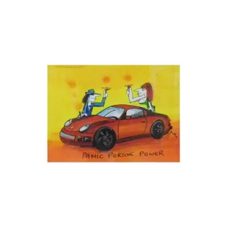 Udo Lindenberg Original Mischtechnik auf Papier 2017 "Panic Porsche...