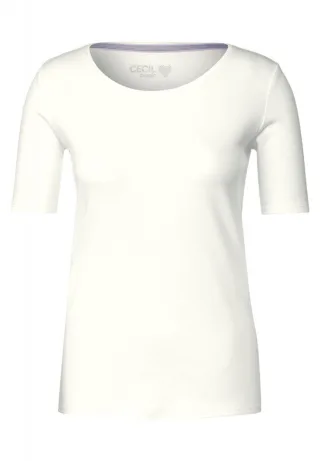 Cecil - T-Shirt in Unifarbe weiß - Gr. - S